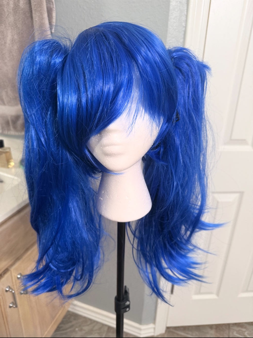 Vibrant Blue Synthetic Pigtail Wig - Women Hair